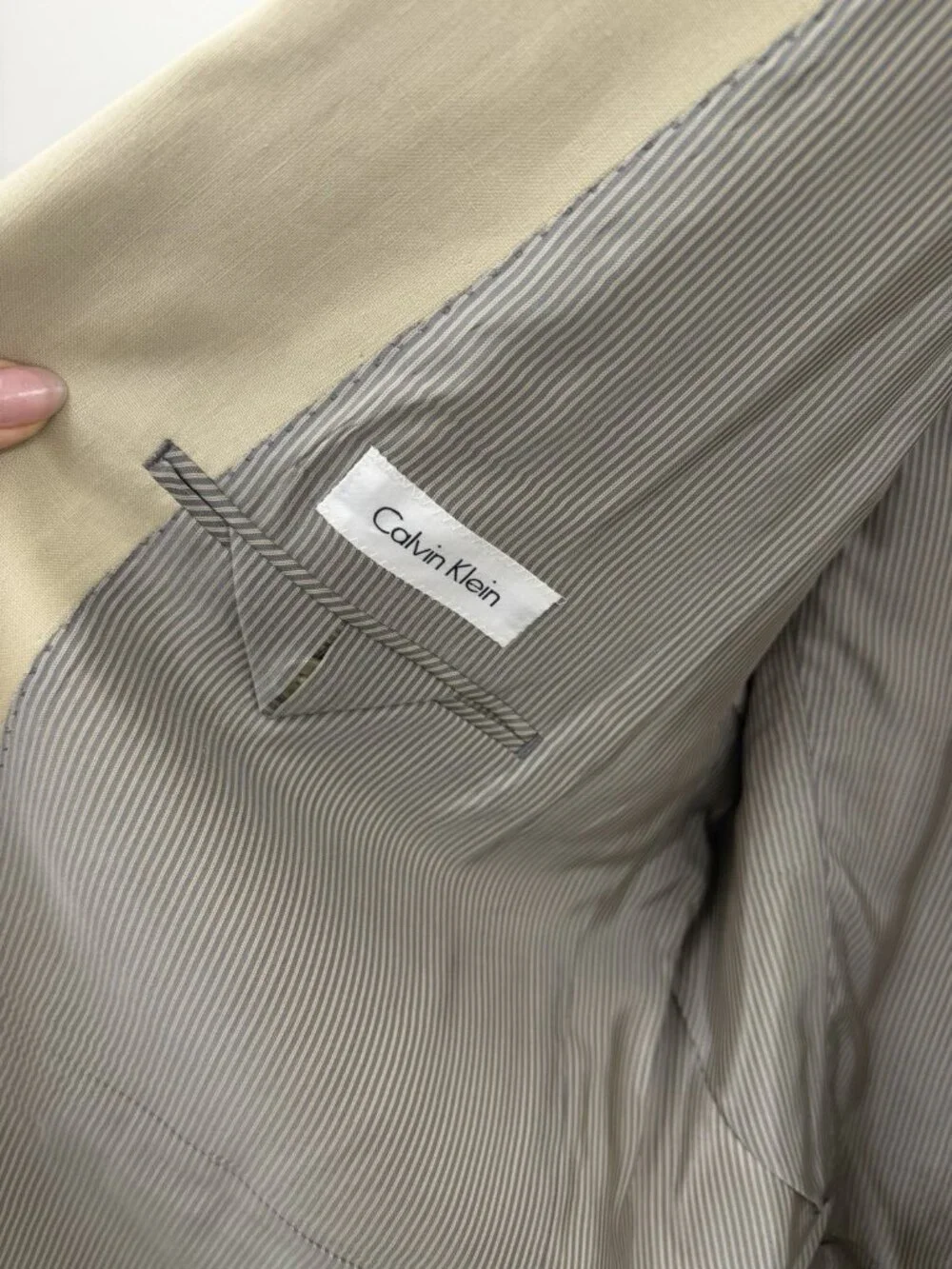 Calvin Klein Mens Sz 50R Beige 100% Linen Blazer 2 Button Dual Vent Great Look - Picture 5 of 13